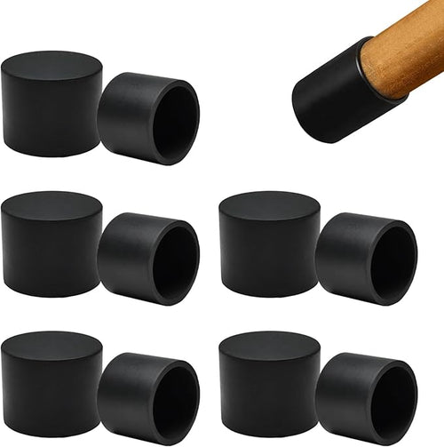 10 Pcs 7/8"(23 mm) Round Chair Leg Tips Caps, Silicone Rubber Furniture Leg Floor Protectors, Reduce Noise Folding Metal Chair Leg Cap Replacement for Bar Stool Leg Patio Indoor, Black by BOPOREAE