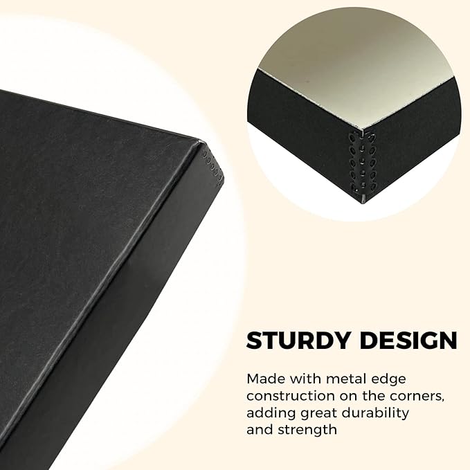 Golden State Art, Archival Folio Storage Box 13x19, Clamshell Design with Metal Edge, Preserve and Store Photos Documents Cards Prints Arts Crafts DIY, Black, Pack of 2 - Image 4