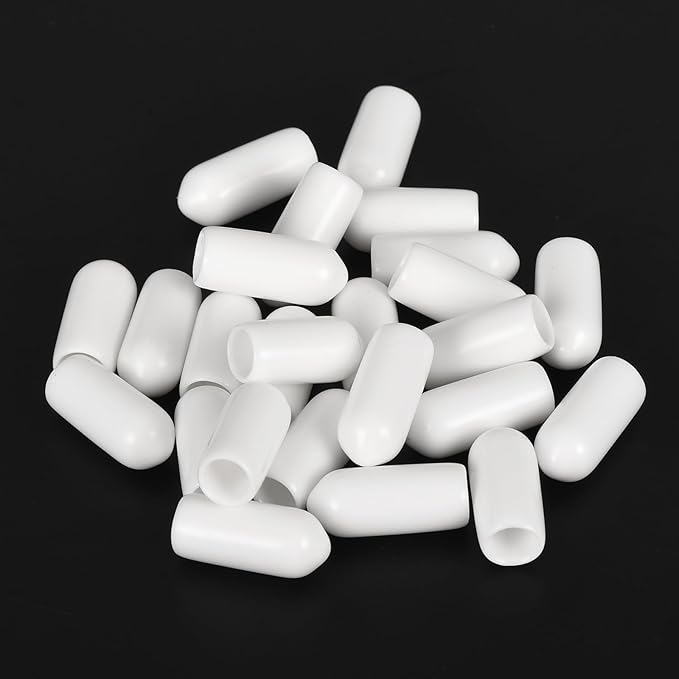 uxcell 20pcs Rubber End Caps 5.5mm ID Vinyl Round End Cap Cover Screw Thread Protectors White - Image 4