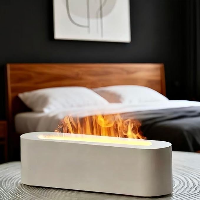 Essential Oil Diffuser, Fireplace Fire Flame Aromatherapy Diffuser, 150ml Ultrasonic Cool Mist Humidifier, Scent Aroma Diffuser with 7 Colors Light, Timer & Auto-Off for Home, Room (White) - Image 7