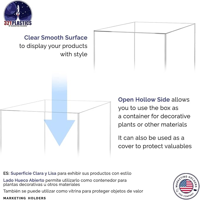 Marketing Holders Clear Platform Display Box 12x12x40 Inch Pedestal Cube No Lid Cover Trophy Trinket Acrylic Pillar Post Showcase Stand Expo Event Wedding Reception One Piece No Assembly - Image 4
