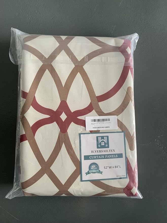 H.VERSAILTEX Blackout Curtains Printed Design for Bedroom 84 Inch Length Thermal Insulated Curtains for Living Room Modern Grommet Window Drapes 2 Panels Set, Taupe and Red - Image 6