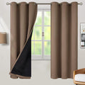 BGment Thermal Insulated 100% Blackout Curtains for Bedroom with Black Liner, Double Layer Full Room Darkening Noise Reducing Grommet Curtain (42 x 72 Inch, Taupe, 2 Panels) by BGment