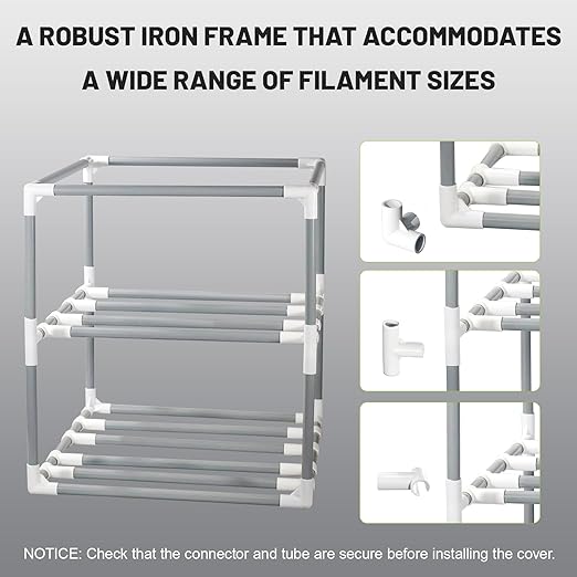 3D Filament Dry Storage Box, 2-Tier Metal Rack with Leather Cloth Cover, Holds Up to 20 Rolls of Filaments for Home & Workshop - Image 6