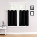 ChrisDowa Small Window Curtains for Kitchen and Bedroom - Grommet Short Thermal Insulated Room Darkening Curtains (2 Panels, Black, 52 x 36 Inch) by ChrisDowa