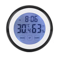 Digital Thermometer Hygrometer Clock, Temperature Humidity Monitor Alarm Clock Touch Screen with Backlight Magnetic Back for Home Office Baby Room (Black) by LAEINA
