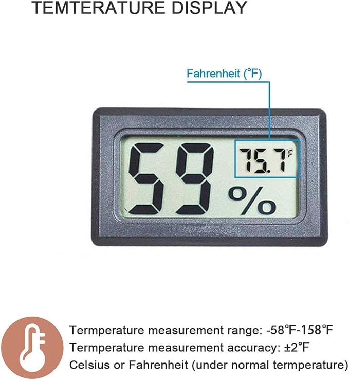 4-Pack Mini Digital Temperature Humidity Meters Gauge Indoor Thermometer Hygrometer LCD Display Fahrenheit (℉) for Reptile Tank,Jars,Guitar Case,Greenhouse, Garden, Cellar, Fridge, Closet - Image 3