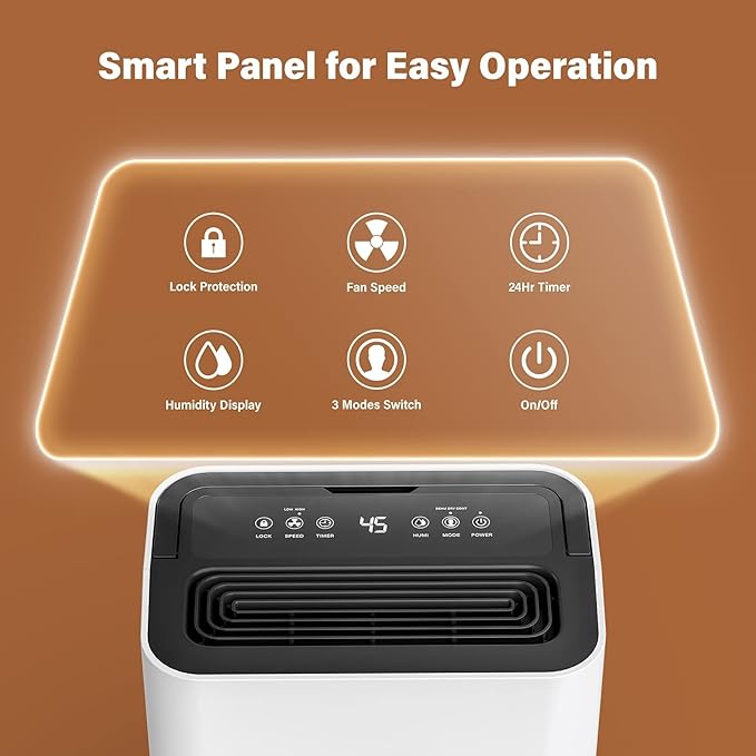 Fehom 4500 Sq. Ft Dehumidifier for Home Basements Bathroom Bedroom Continuous Drainage, with Auto Shut Off Humidity Control and Drain Hose - Image 3