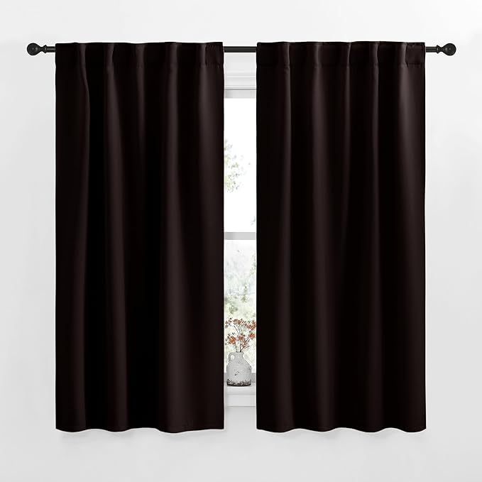 NICETOWN Blackout Curtain Panels for Living Room - (Toffee Brown Color) 34x63 Inch, 2 Panels Set, Thermal Insulated Room Darkening Blackout Drapes/Draperies with Rod Pocket & Back Tab for Window by NICETOWN