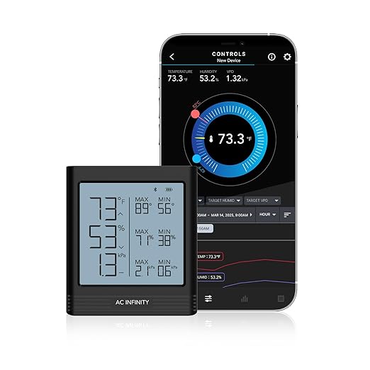AC Infinity Temperature Humidity VPD Smart Hygrometer B2 with LCD Display & Bluetooth App Monitor, Climate Gauge Thermometer for Basements, Guitar Rooms, Grow Tents and Greenhouses by ACInfinity