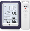 Indoor Outdoor Thermometer Wireless Weather Station, Temperature Humidity Monitor Battery Powered Inside Outside Thermometers with 330ft Range Remote Sensor and Backlight Display (Purple) by UUNNI