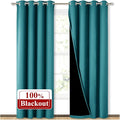 NICETOWN 100% Blackout Curtains 84 inches Long, Pair of Energy Smart & Noise Blocking Out Drapes for Baby Room Window, Thermal Insulated Guest Room Lined Window Dressing(Peacock Teal, 52 inches Wide) by NICETOWN