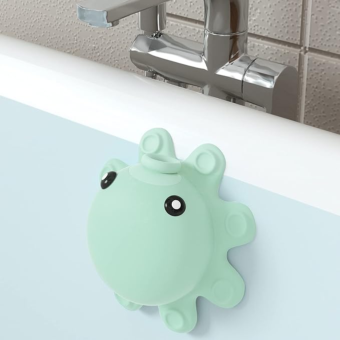 Bathtub Overflow Drain Cover Tub - Silicone Bathroom Overflow Drain Cover, Bath Tub Overflow Cover, Bathroom Spa Accessories, Adds Inches of Water for Deeper&Warmer Bath，Aqua Green by Abalter
