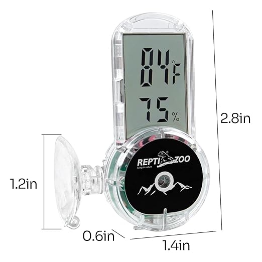 REPTI ZOO Upgraded Reptile Terrarium Thermometer Hygrometer,Digital Pet Temperature and Humidity Gauge with Suction Cup for Reptile Rearing Box Tank,4-Sides Mounting - Image 4