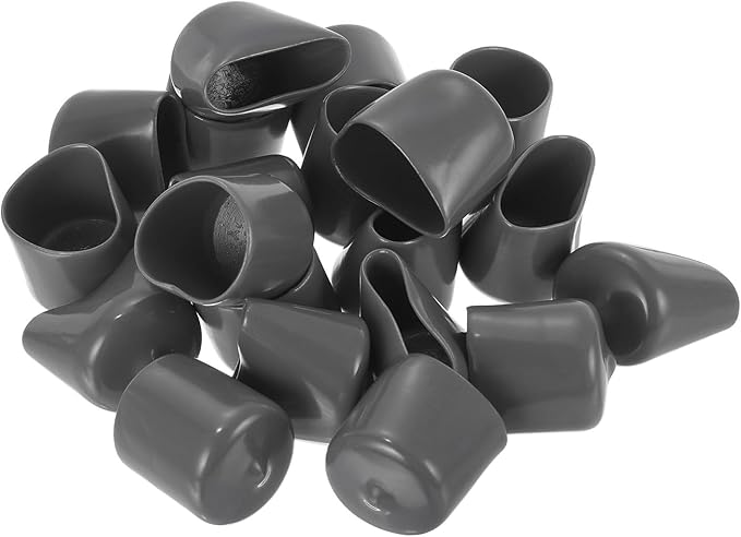 uxcell 20pcs Rubber End Caps 25mm(1") ID Vinyl PVC Round Tube Bolt Cap Cover Screw Thread Protectors Dark Grey - Image 4