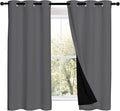 NICETOWN Grey 100% Blackout Curtains 2 Panels with Black Liners, Thermal Insulated Full Blackout 2-Layer Lined Drapes, Noise Cancellation Window Draperies for Dining Room (42-inch W by 54-inch L) by NICETOWN