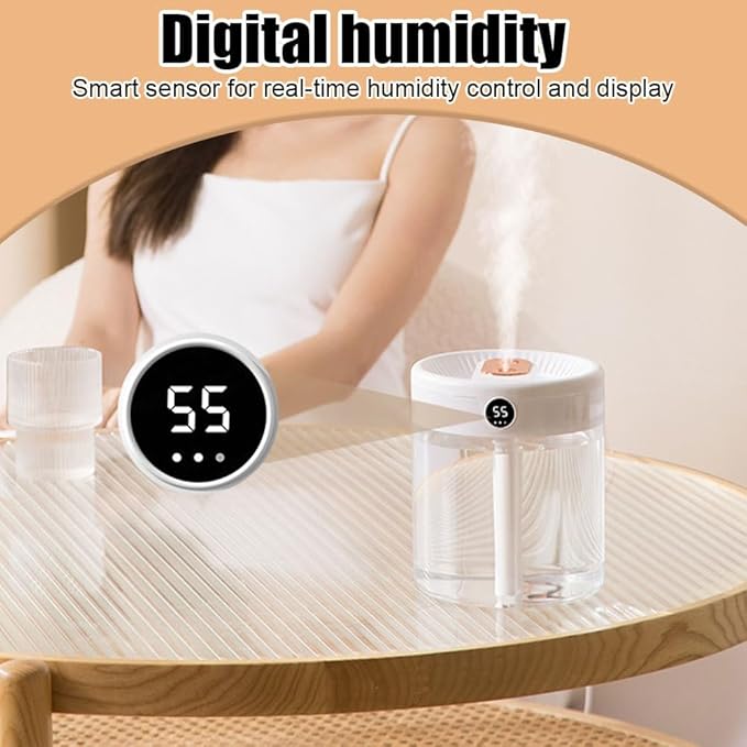 Smart Humidifier, Double Nozzle Cool Mist Humidifier with Night Light, 2L Top Fill Air Humidificador for Home Bedroom Office - Image 3
