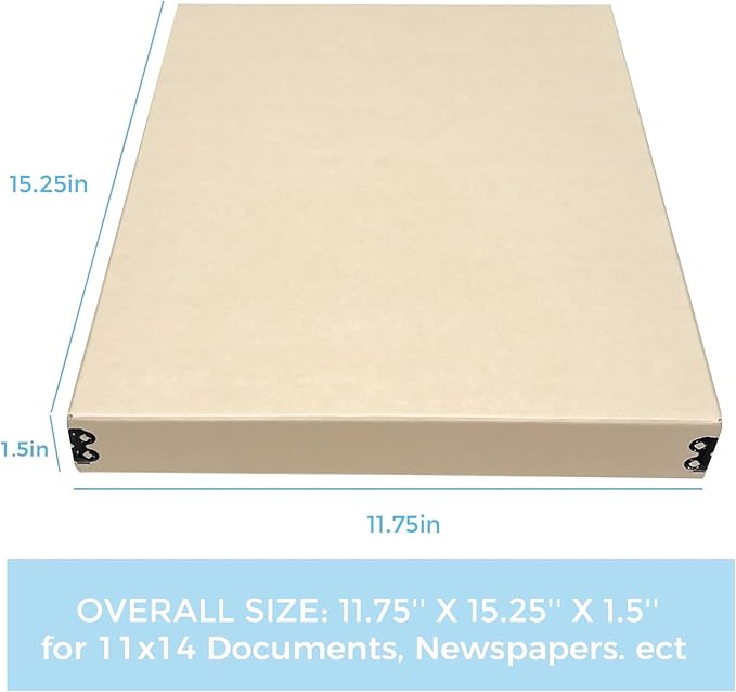 Lineco Museum Archival Storage Box, 11.75x15.25x1.5 in. Drop Front Design. Acid-Free with Metal Edge. Organize Photos, Pictures, Prints, Documents, Crafts, DIY. Tan, 2 Pack - Image 2
