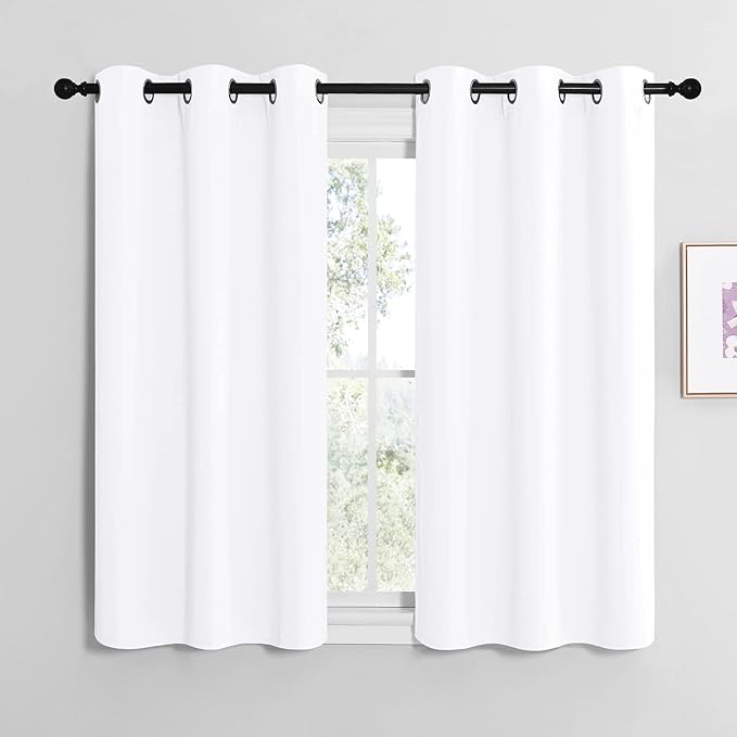 NICETOWN White Window Curtain Panels 50 inch Length, 50% Light Blocking Curtains for Bedroom & Dining Room Window (Set of 2, 42 inches x 50 inches) by NICETOWN