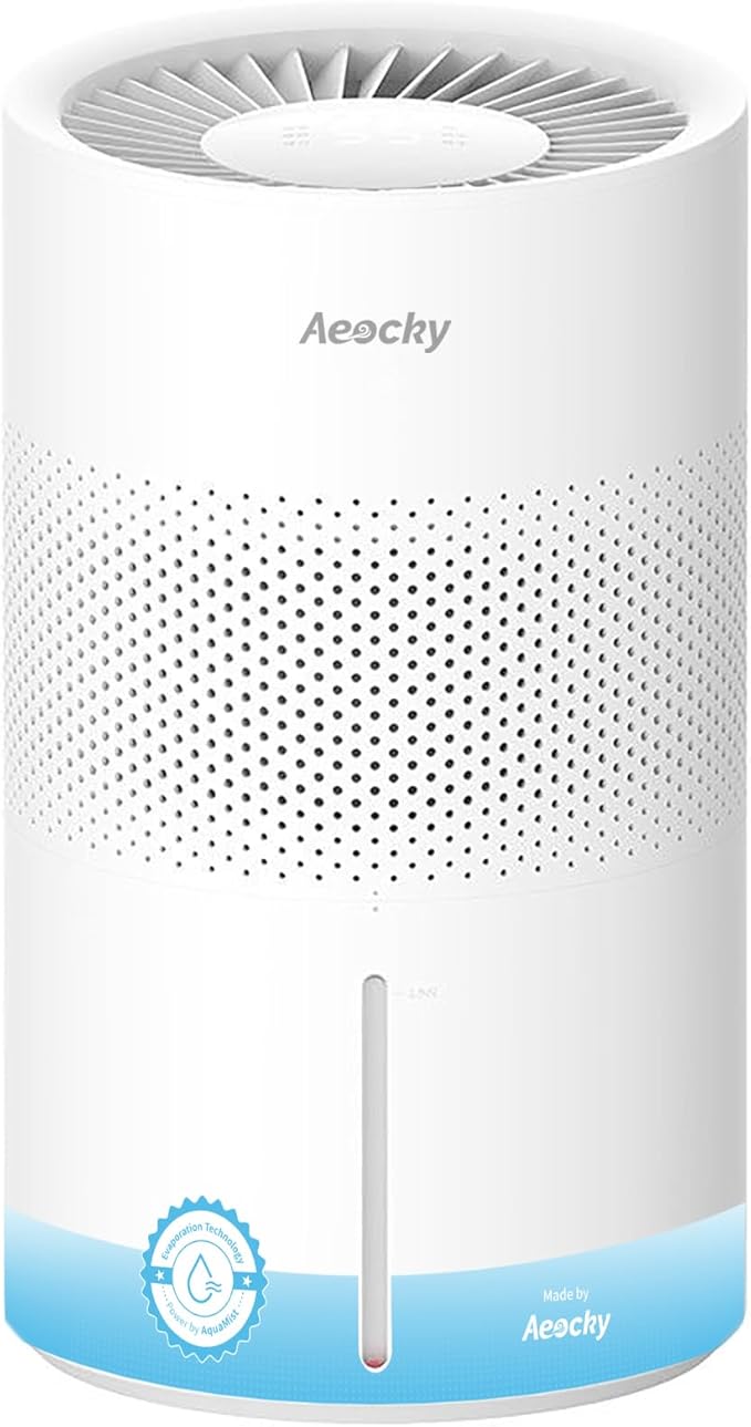 Evaporative Humidifier for Baby, Aeocky 4.5L Humidifiers for Bedroom, Large Room, Home, Whole House, Nursery, Office, Dry Filter & Self-Clean Mode, Humidistat, Timer, Sleep, Auto Mode by AeockyDirect