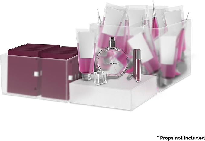 Acrylic Display Riser Boxes Frosted 3 Piece Retail Product Riser 2", 4", 6" High Nesting Bins One Open Side Merchandise Storage Box POP Showcase by Marketing Holders - Image 5