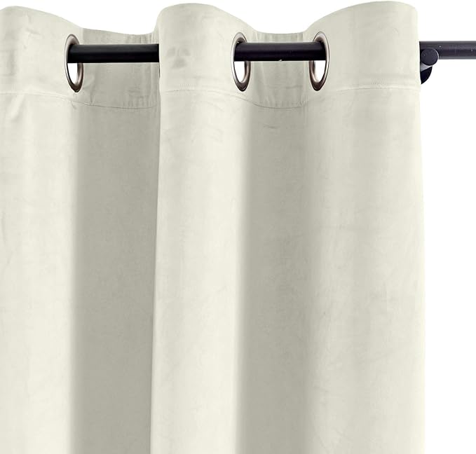 ChadMade Extra Wide Blackout Lined Premium Velvet Curtain Beige 120Wx102L Inch (1 Panel), Eyelet Grommet for Livingroom Bedroom Theater Studio, Leon Collection - Image 2
