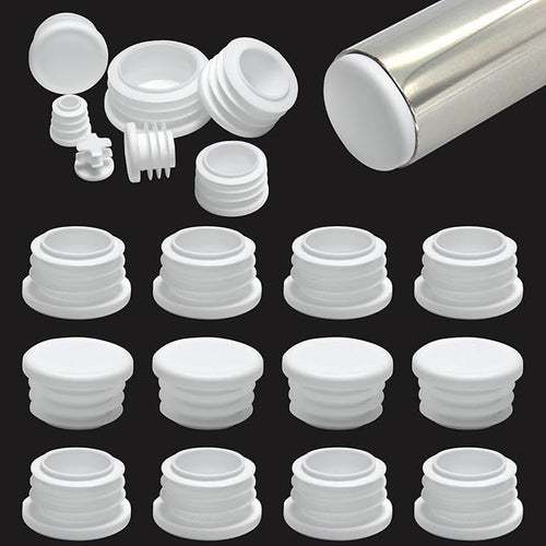 1-1/8"(28mm) Plastic Hole Plugs White -Round Chair Leg Caps, Flush Mount Pipe Plugs, Tubing End Caps for Metal&Wood Legs Tube, Outdoor Furniture Feet caps,for Pipe Wall thicknesses of 1.5-4 mm,12 PCS by EASYEAH
