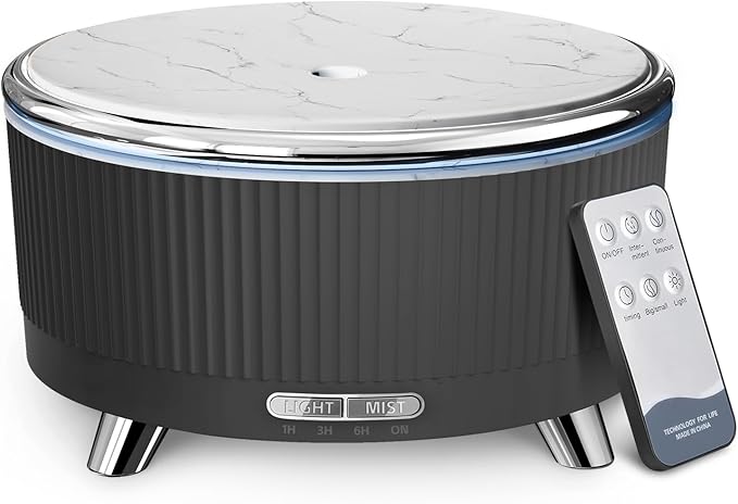 500ML Essential Oil Diffuser: Ultrasonic Aroma Diffuser with Remote Control for Spa Hotel Yoga Room - Humidifier for Bedroom with 7-Color Night Lights & Auto Shut-Off for Nursery/Women Home Relaxation by YOUENKITY
