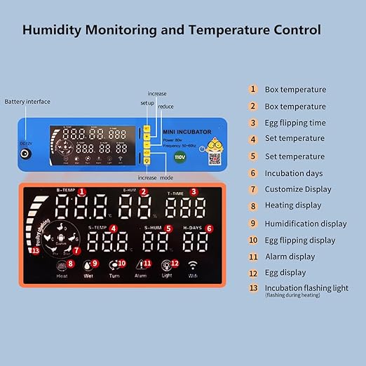 Automatic Eggs Incubator, Large Incubators for Hatching Eggs with Automatic Egg Turning & Temperature Control, Poultry Hatcher Machine for Chicken Duck Goose Quail Bird (128 Eggs) - Image 7