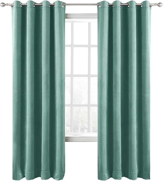 ChadMade Extra Wide Blackout Lined Premium Velvet Curtain Teal 120Wx102L Inch (1 Panel), Eyelet Grommet for Livingroom Bedroom Theater Studio, Leon Collection by ChadMade