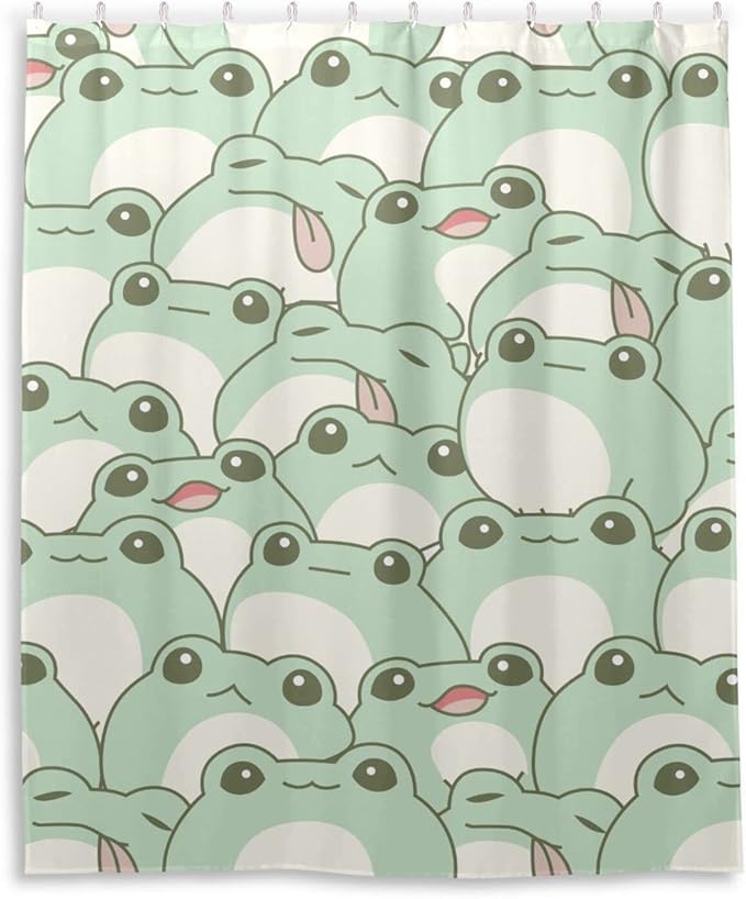 Burbuja Shower Curtain for Bathroom, Cute Frogs Waterproof Washable Shower Bath Curtain for Home Hotels with 12 Hooks, 60x72 in by Burbuja