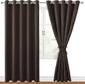 Hiasan Blackout Curtains for Bedroom, 60 x 84 Inches Long - Thermal Insulated & Light Blocking Window Curtains for Living Room, 2 Drape Panels Sewn with Tiebacks, Brown by Hiasan