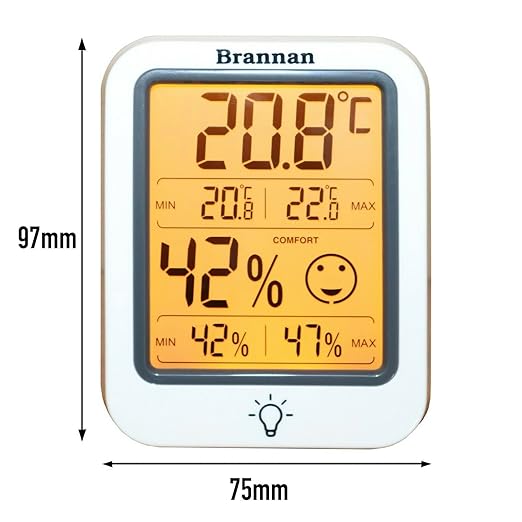 Brannan Digital Room Thermometer Hygrometer Indoor Humidity Meter Accurate Temperature Max Min Recording Backlight LCD Display Monitor Home Office Baby Room Nursery Greenhouse - Image 8