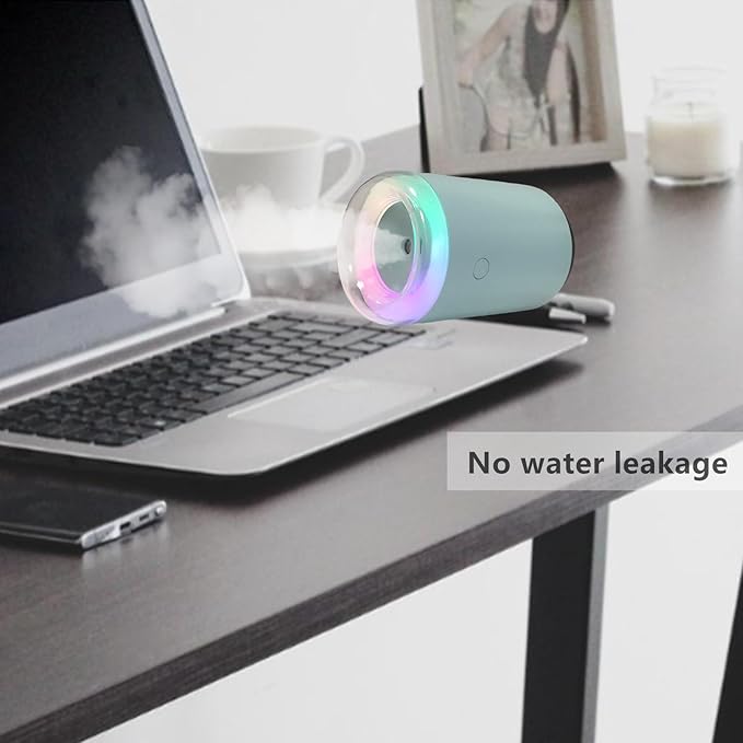 Sky Blue Portable Mini Humidifier - 255ml, Nano Cool Mist Spray, 40ml/h, 2 Light Modes, Quiet Personal Ultrasonic Humidifier for Desktop, Bedroom, Car, Travel, Plant - Image 6