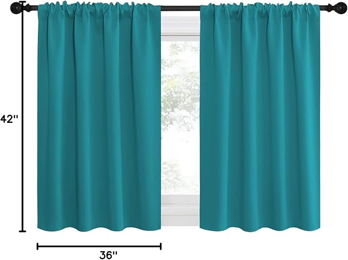 NICETOWN Peacock Blue Blackout Curtains Panels for Window, Thermal Insulated Rod Pocket Blackout Drapes/Draperies for Living Room (2 Panels, W42 x L36 inches) - Image 10