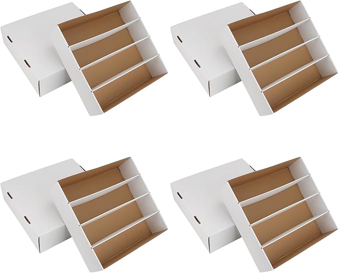 Trading Card Storage Box 3120 Count Collector Cards Box White Sports Card Storage Boxes Card Sorting Tray Cases Cards Collection Trading Cards Box for Soccer Basketball Cards(4 Set) by HIMOMO