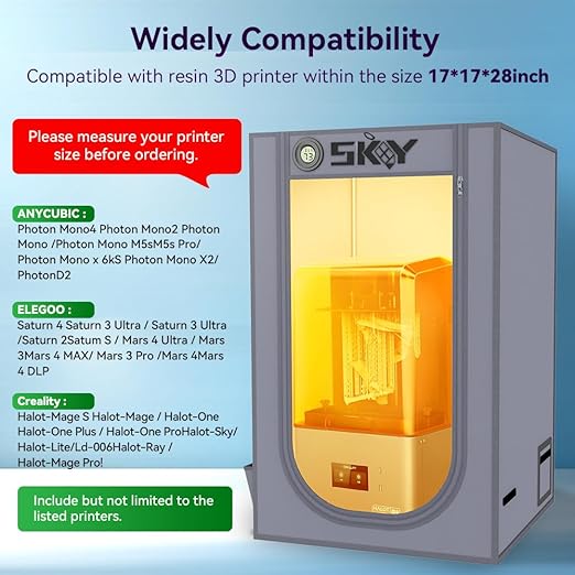 Skouphy Resin 3D Printer Enclosure with Ventilation Kit, LED Light,Thermo-Hygrometer Dustproof Cover Eliminate Odors Compatible with Anycubic Elegoo Creality Series LCD Resin UV 3D Printer - Image 3