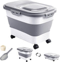 20-30 Lbs Rice Storage Container,Collapsible Food Storage Containers with Rolling Wheel Airtight Locking Lid,Flour Storage Container with Cup and Scoop,Suitable for Food,Rice,Pet Food,Flour by DDMOMMYCOLLAPSIBLEFOODSTORAGECONTAINERFAMILY