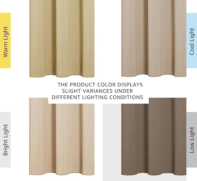 NICETOWN Room Darkening Curtain Panels for Cafe, Thermal Insulated Grommet Room Darkening Draperies/Drapes for Window (Biscotti Beige, 2 Panels, W34 x L45 inch) - Image 4