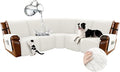 Arfntevss Waterproof Recliner Sectional Couch Covers for Reclining Sectional L Shape Sofa Cover Non Slip Washable Recliner L Shaped Slipcover Sets for Dog Furniture Protector (5 Seater, Cream White) by Arfntevss