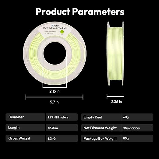 AMOLEN Silk Glow in The Dark Filament Multicolor, Glow Filament Silk Green, Blue, Purple, Orange Red 1.75mm PLA Filament, Dimensional Accuracy +/- 0.02 mm, 200g X 4 Pack - Image 7