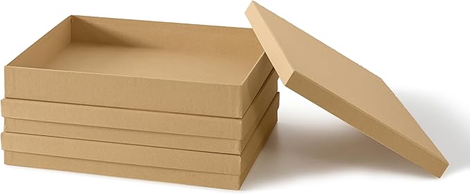 Soul & Lane Document Storage Boxes - Set of 3 (13.2" x 9.8" x 1.8"), Versatile Photo & Craft Organizer for Home Office, Stackable Cardboard Storage for Letters, Papers, Files & Memorabilia, Kraft - Image 2