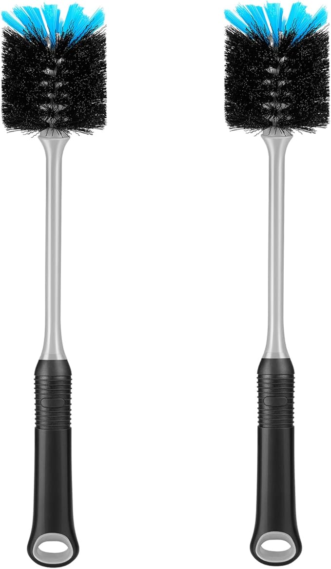 Water Bottle Cleaning Brush, Long Handle Flexible Scrub Brush for Water Bottles, Glasswares, Mugs, Flasks, Tumblers, Vases, and Kitchen Sink, 2 Pack by mosolan
