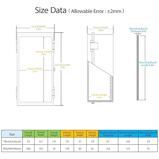Junction Box ABS Plastic IP65 Waterproof Dustproof Universal Electrical Enclosure Hinged Shell Outdoor and Indoor Usage Project Box, 7.9"x 3.9"x 2.7"(200x100x70mm), Grey - Image 2