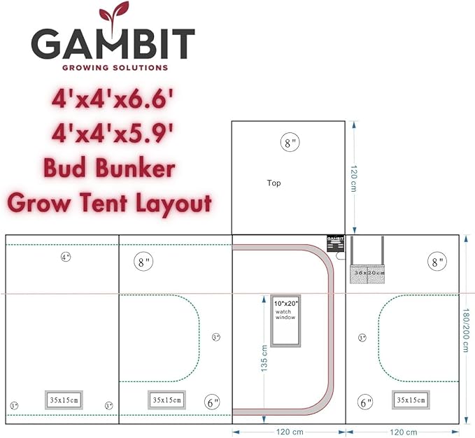 Bud Bunker 4x4 Grow Tent, Thickest 25mm/1-Inch Poles, Heavy-Duty 2000D Diamond Mylar Canvas, 48"x48"x80" - Image 5