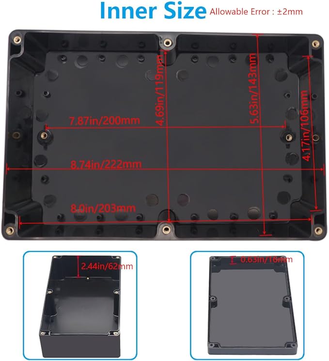 Outdoor Waterproof Junction Box IP67 Project Box ABS Black Electrical Boxes Electronic Enclsoure for DIY Project 9.1 x 5.9 x 3.4 inch (230x150x87mm) - Image 5