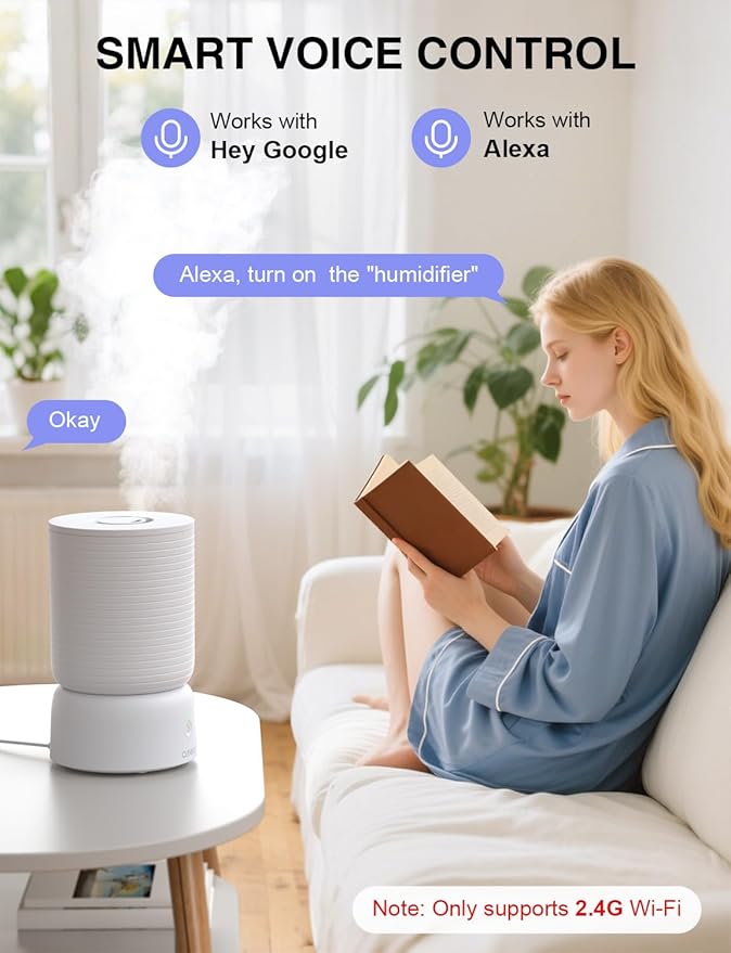 CLEVAST Smart Humidifiers for Bedroom - 1 Gal/4L Cool Mist Top Fill Humidifier with Essential Oil Diffuser, Quiet Operation for Baby Nursery, Home, Office, Room, Works with Alexa/Google Assistant - Image 4