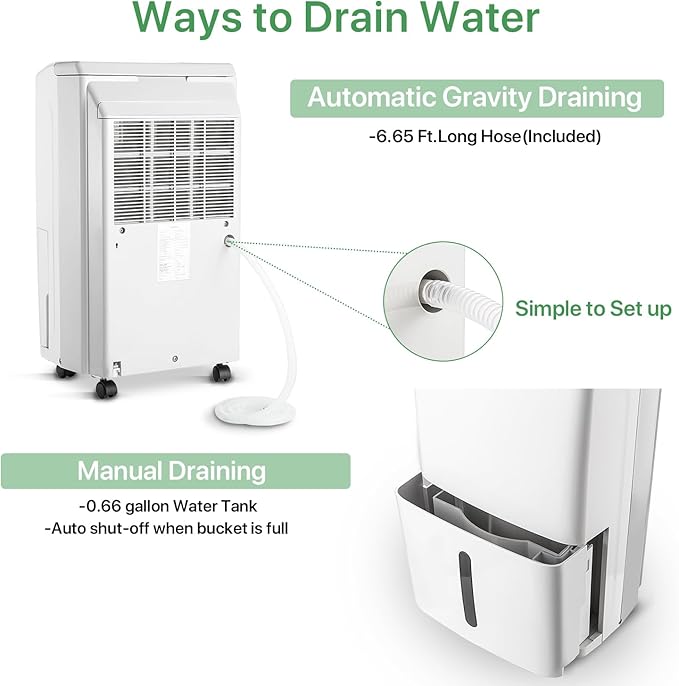 Waykar 2000 Sq. Ft. Energy Star 2025 Dehumidifier for Basement, Smart Compressor 34 Pints Dehumidifiers for home with Drain Hose and Water Tank. - Image 4