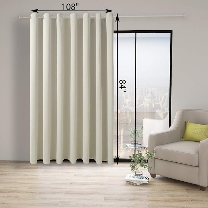BONZER Room Divider Blackout Curtain Wide Room Darkening Total Privacy Wall Noise Reducing for Bedroom, 84L x 108W Inch (7L x 9W ft), 1 Panel, Cream - Image 3