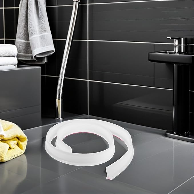 Silicone Water Retaining Strip 1M White 30Mm High Bathroom Water Blocking Strip Flexible Self-Adhesive Toilet and Shower Room Barrier for Wet and Dry Separation - Image 9